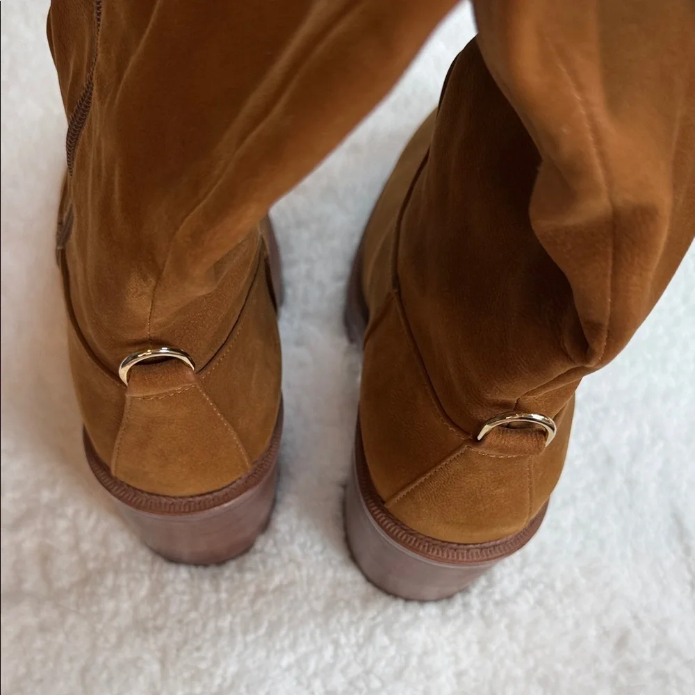 Brown Women's Tall Zip Boots - Stylish Winter Fashion - EUC sz10M